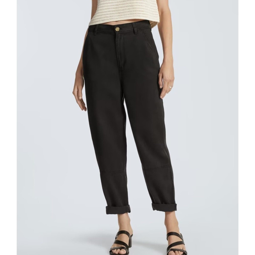 NWT Everlane Womens Butter Soft The Relaxed Chino 2 Pockets Tencel Slouchy Black